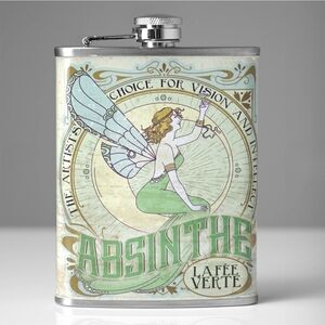 Absinthe Fairy Stainless Steel 8 oz Liquor Flask